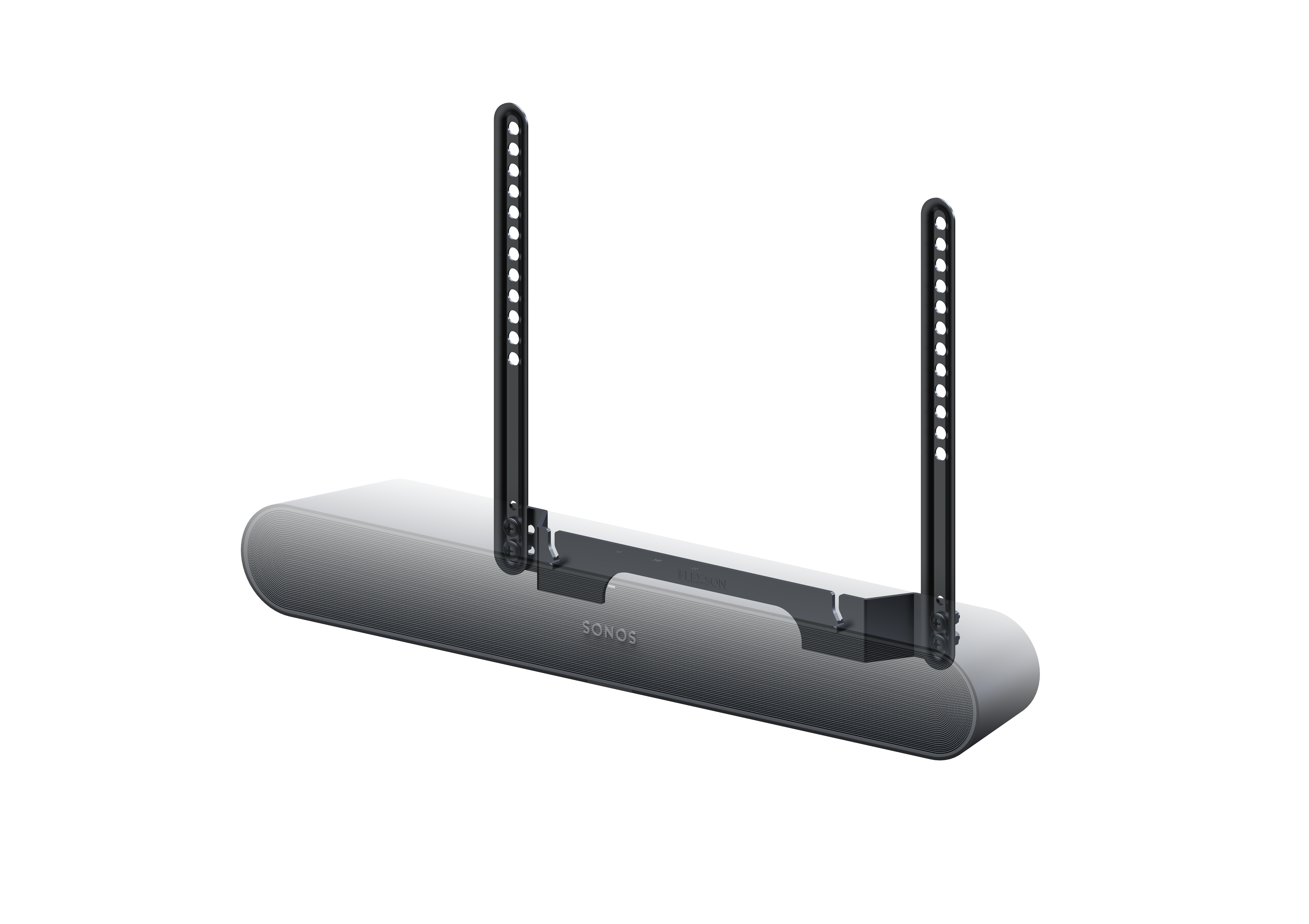 Eine dunkle TV-Halterung für Sonos Ray